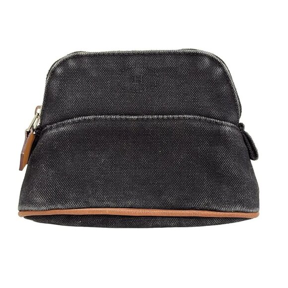 Auth HERMES Bolide Pouch 15 - Black Canvas Leather Pouch - Picture 1 of 7